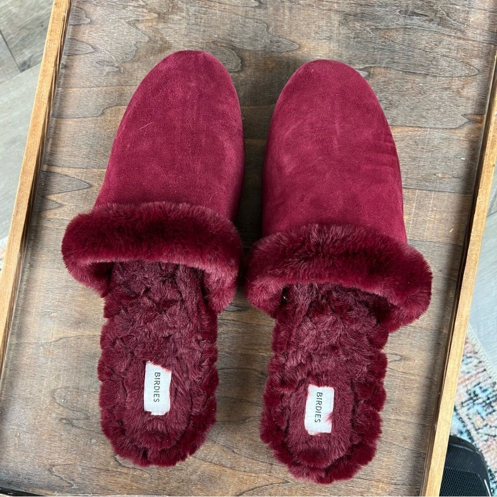 Birdies Merlot Fur Lined Songbird Mules 7.5 - Picture 2 of 11